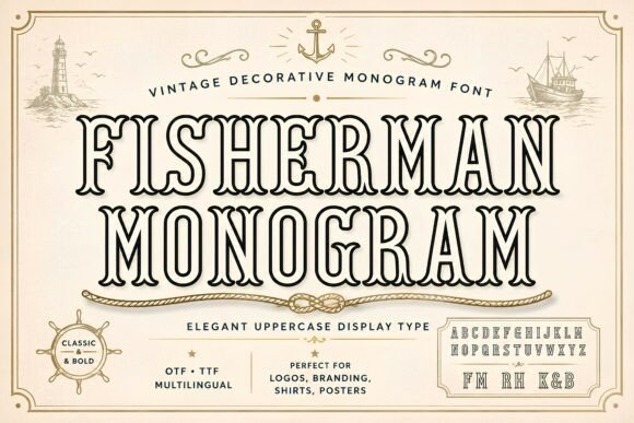 Fisherman Monogram Font for Web Design
